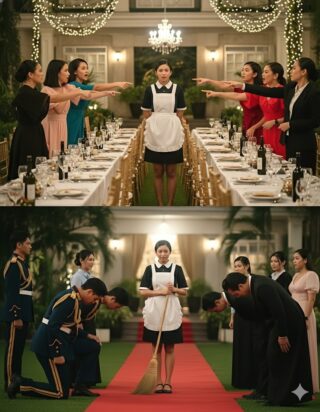 She Arrived at the Reunion Wearing a Maid’s Uniform — They Laughed at Her, But Everyone Fell Silent When a Helicopter Landed to Pick Up the “Princess”!
