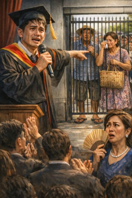The sun was blazing overhead, but Jayden hardly noticed. This was the day of his graduation as Summa Cum Laude from a prestigious university. Beside him stood his parents—Mang Karyo and Aling Ising—holding a worn woven bag and a small hand fan.