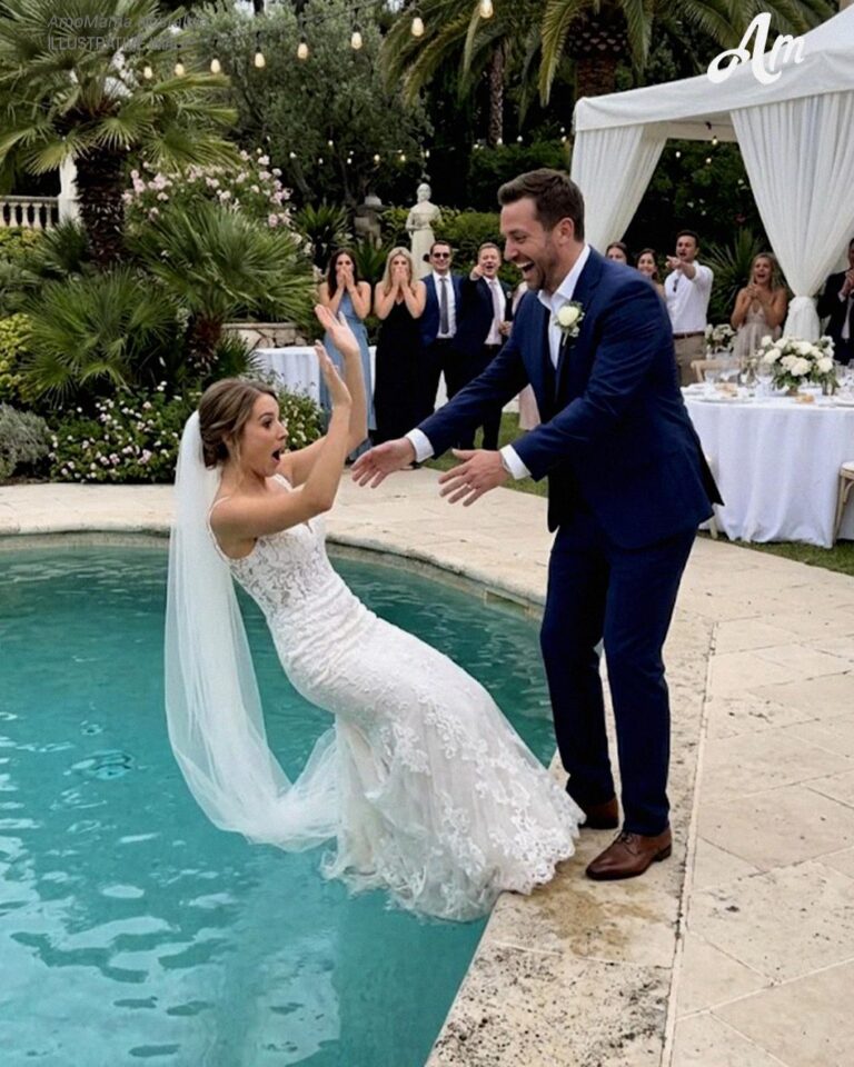 My Groom Pushed Me Into the Pool During Our Wedding Reception and Started Laughing – He Didn’t Expect What I Did Next