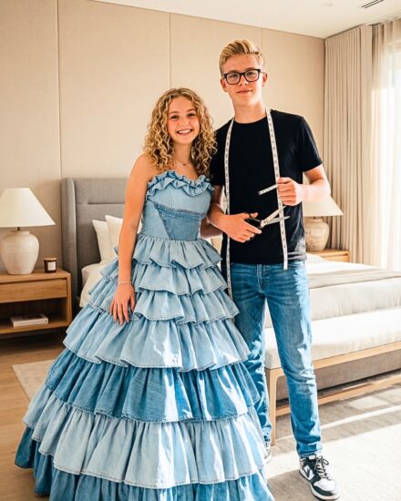 My Stepmom Refused to Give Me Money for a Prom Dress – My Brother Sewed One from Our Late Mom’s Jeans Collection, and What Happened Next Made Her Jaw Drop