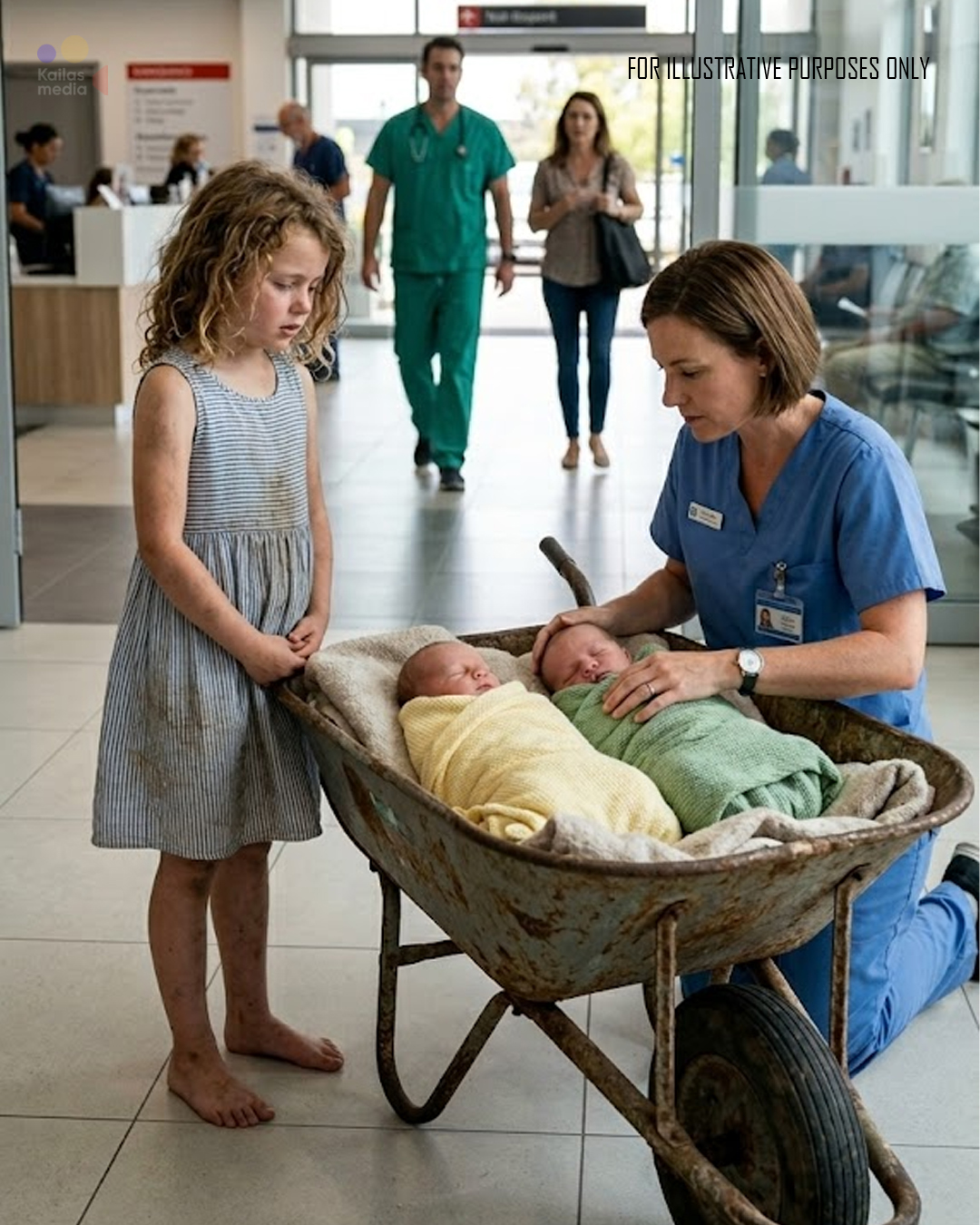 Doctors Thought the Squeaking in the Lobby Was Just a Broken Cart — Then a Barefoot Girl Pulled in a Rusted Wheelbarrow Whispering “My Brothers Won’t Wake Up,” and the ER Went Silent When They Saw What Was Inside