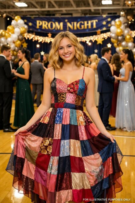 I Wore a Prom Dress Made From My Dad’s Shirts — They Laughed Until the Principal Took the Microphone