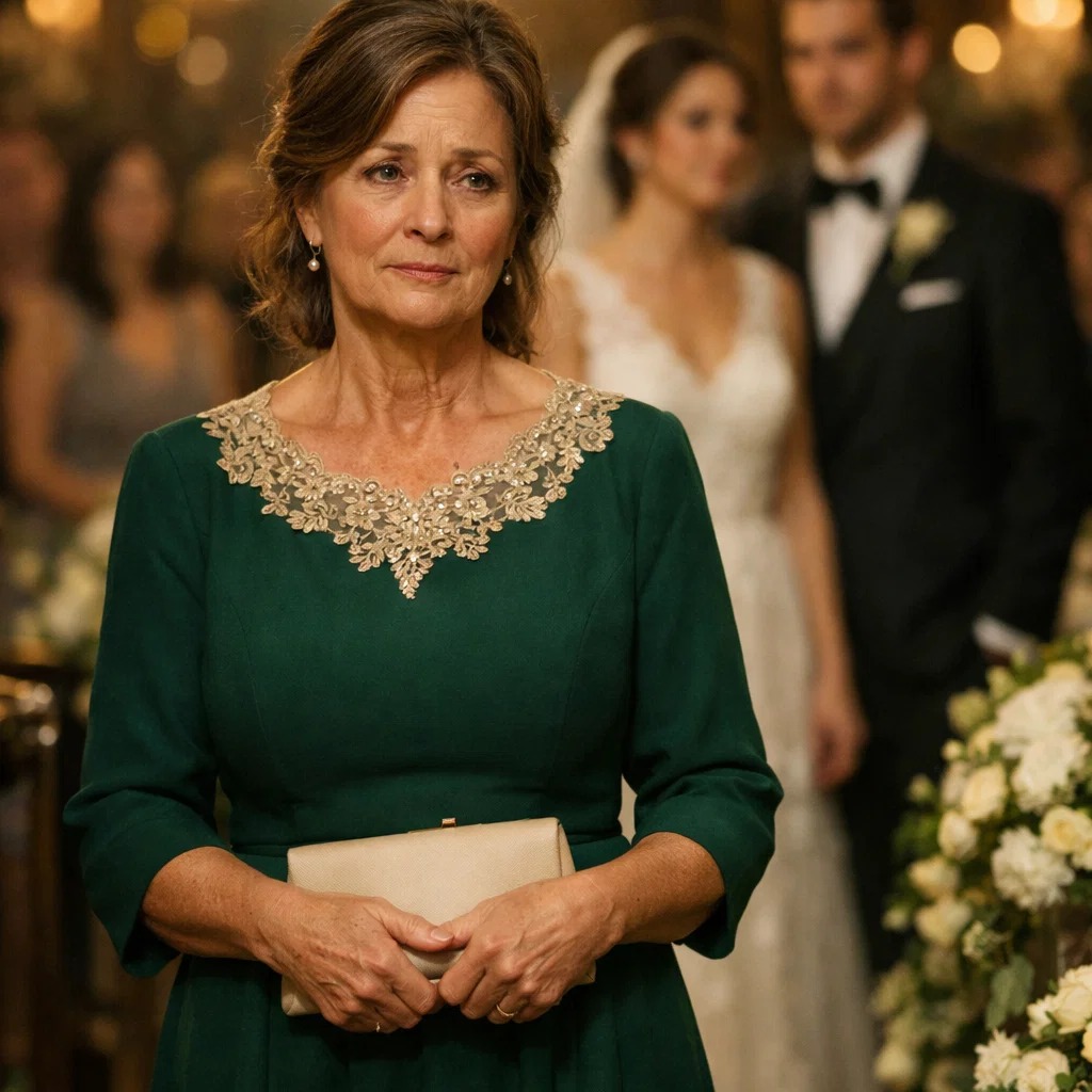 HERE’S THE OLD GREEN DRESS THEY MOCKED… UNTIL THE BRIDE STOPPED THE WEDDING AND SAID, “NO ONE MOVES UNTIL HIS MOTHER STANDS BESIDE ME”
