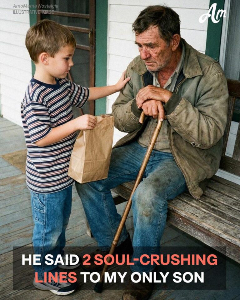 My 7-Year-Old Son Kept Leaving His Lunch on Our Grumpy Neighbor’s Porch – One Morning, the Old Man Opened the Door Holding a Faded Photo That Made Me Stop Cold