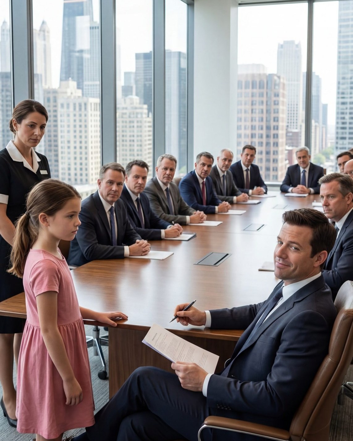 A Powerful Tech CEO Mocked a Cleaning Woman’s 9-Year-Old Daughter Inside His Glass Tower, Treating Her Like a Joke — Until She Calmly Read an Ancient Manuscript That Even Top Experts Couldn’t Understand, and His Confidence Slowly Crumbled in Silence as She Exposed What His Money Could Never Teach Him