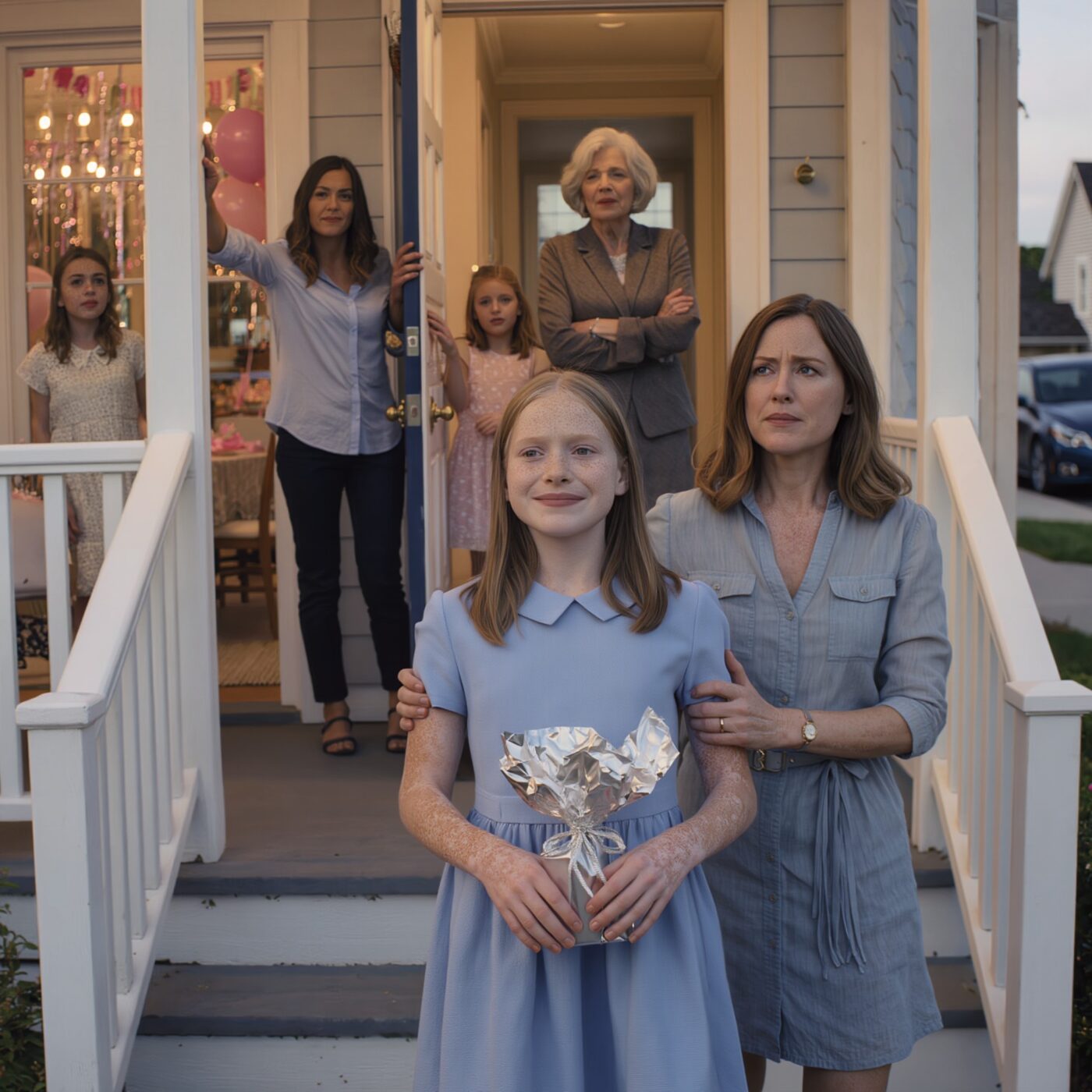 My mother called my thirteen-year-old daughter too ugly to attend her own cousin’s birthday party, my sister stood there and agreed with her on the front porch, and ten days later the same town that watched us get turned away was slowing down on Main Street for a reason none of them saw coming.