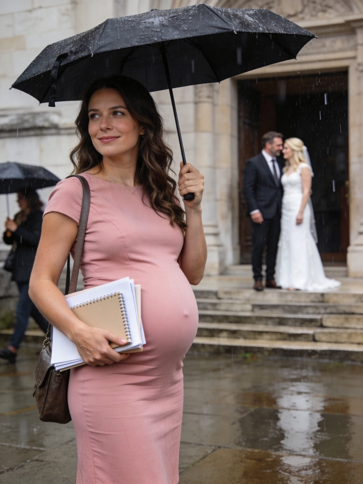She showed up to sign the divorce papers eight months pregnant… then watched her husband marry his mistress the same day, smiling like she had lost everything… What he didn’t know was that she was leaving with a secret that would destroy everything he thought he’d won