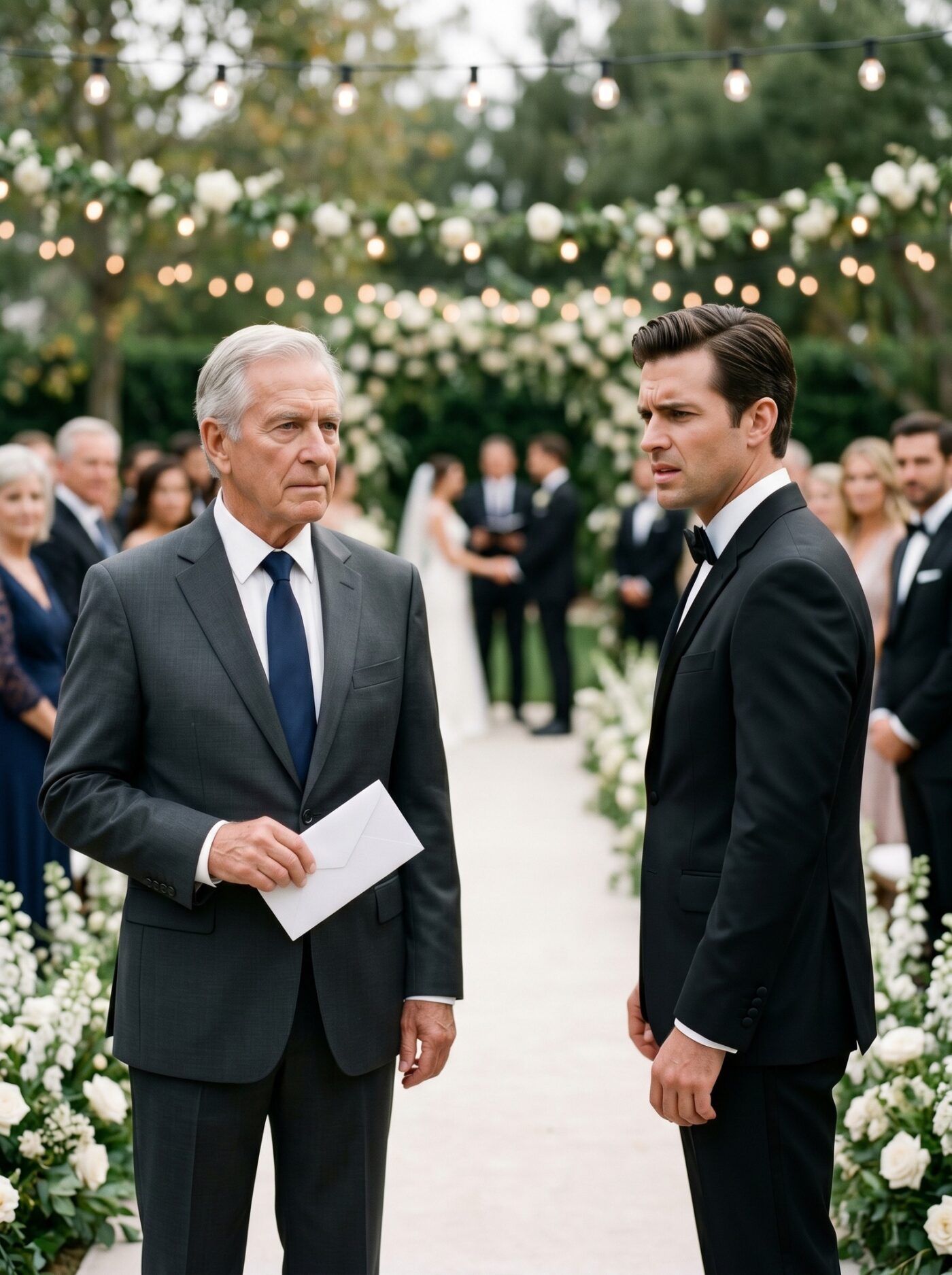 When I arrived at my son’s wedding, he came out to greet me and said, “Dad, I didn’t invite you. Families come here, but you’re not part of ours anymore. Go away.” I smiled and calmly replied, “Okay, son… but don’t forget to check your phone.” I left. When he checked his phone…