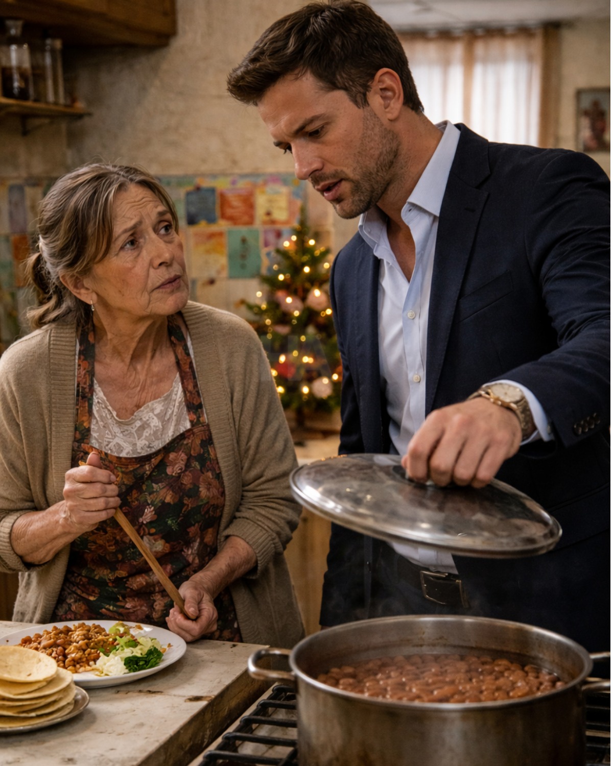 Your Millionaire Son Stares at Your Pot of Beans and Asks, “Where’s the $3,000 I Send You Every Month?”—And In That Moment, Christmas Turns Into a Reckoning