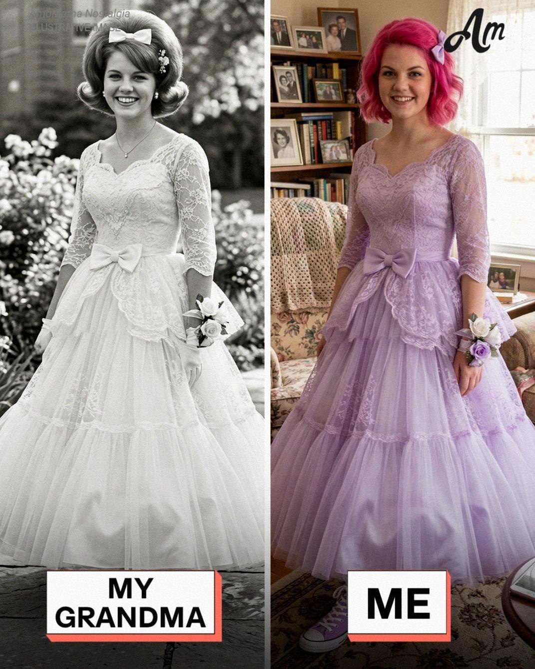 I chose to wear my grandma’s prom dress in her honor — but the tailor gave me a note hidden in the hem that revealed SHE LIED TO ME MY WHOLE LIFE.   The dress smelled like her perfume and old promises. I’m still shaking as I write this, my coffee growing cold beside seventeen crumpled drafts of this story.  My grandma, Lorna, raised me after my parents died when I was seven. She was my entire world — brushing my hair at night, sitting with me during thunderstorms, always whispering that I was stronger than I thought. For eleven years, she was the only constant thing in my life.  And now she’s gone.  The funeral was three weeks ago. Empty chairs everywhere because apparently we didn’t have family. No cousins, no aunts, nobody. I don’t have anyone left to come see me at my formal next month.  That’s what hurt the most.  So I decided to wear her 1960s prom dress because I wanted to feel like she was still there with me. Like maybe if I wore something that had once made her happy, I wouldn’t feel so completely abandoned.  The vintage tailor shop downtown smelled like dust and decades of other people’s memories. The elderly owner, Mr. Chen, was working on the hem when he suddenly froze.  “Wait,” he said, frowning at the fabric. “There’s something sewn inside here. Something that doesn’t belong.”  He pulled out a tiny, yellowed note.  My stomach dropped before I even saw what it said. Something about his expression warned me this wasn’t going to be a sweet love letter from grandpa. My fingers were trembling as I unfolded the fragile paper that had been hidden for decades.  I read the first line — and something inside me just… broke.  Because in that moment, I understood there were parts of her life she HAD HIDDEN FROM ME COMPLETELY.  And whatever truth was written on that fragile paper —  it meant the woman I trusted more than anyone in the world HAD NEVER TOLD ME EVERYTHING. If you want reading Part 2 TAP YES IN comment click in the link in the first comment👇👇👇