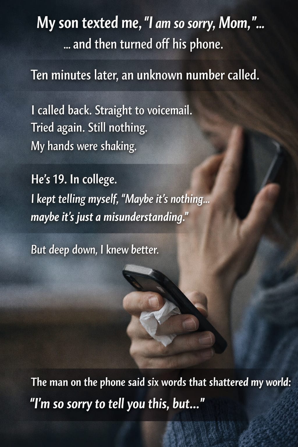 My 19-Year-Old College Son Texted Me, ‘I Am So Sorry, Mom,’ Before Turning His Phone Off – 10 Minutes Later, an Unknown Number Called and Left Me in Tears